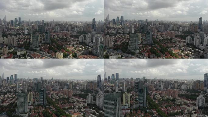 4K原素材-航拍上海长宁区城市全景