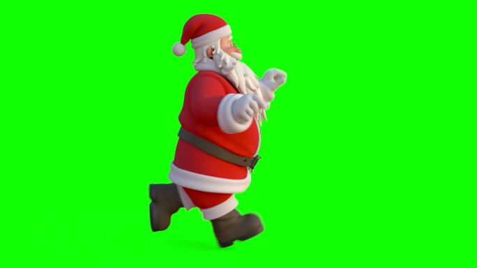 3D圣诞老人从左到右奔跑