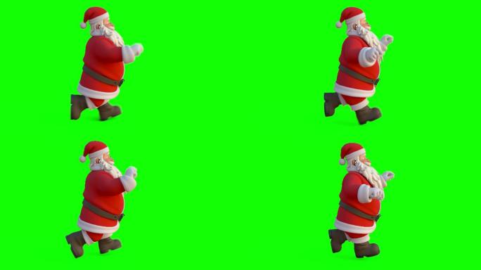 3D圣诞老人从左到右奔跑