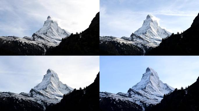 瑞士阿尔卑斯山雪山云延时摄影