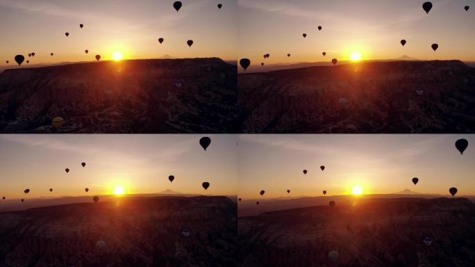 日落热气球飞行场景