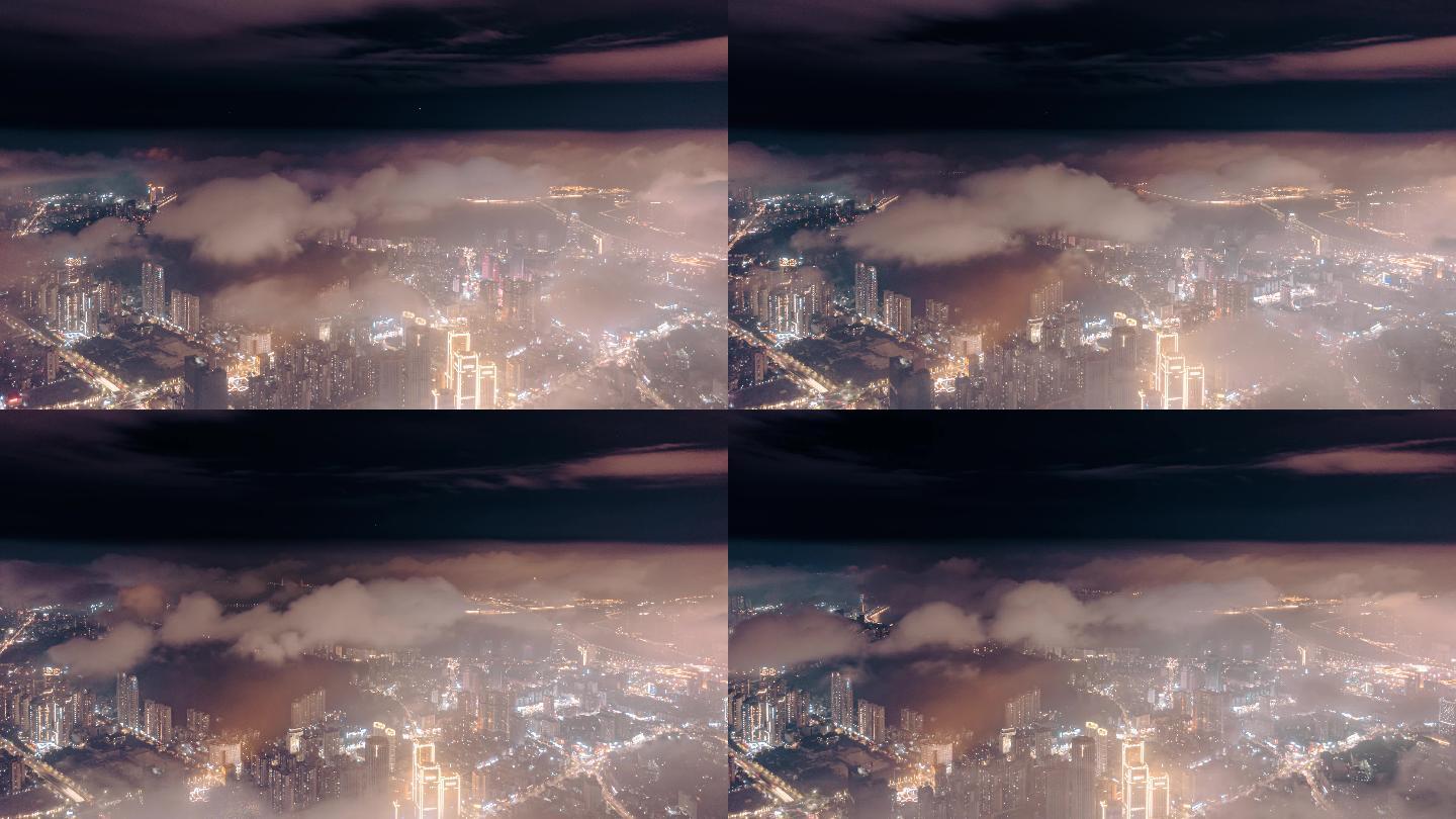 航拍珠海城市风光云端4k延时夜景