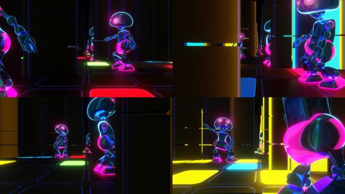 机器人在霓虹灯下跳舞