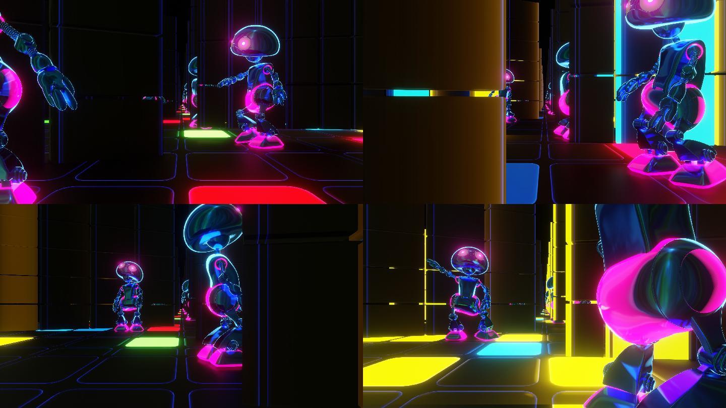机器人在霓虹灯下跳舞