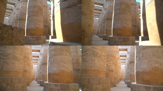 卡纳克神庙内的圆柱上有象形文字