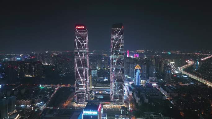 昆明西山万达广场、双塔夜景航拍