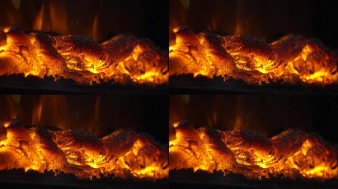 燃烧的炭火炉火木炭烧烤 (2)