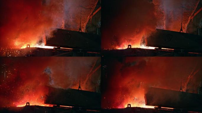 钢铁厂熔化的金属火花
