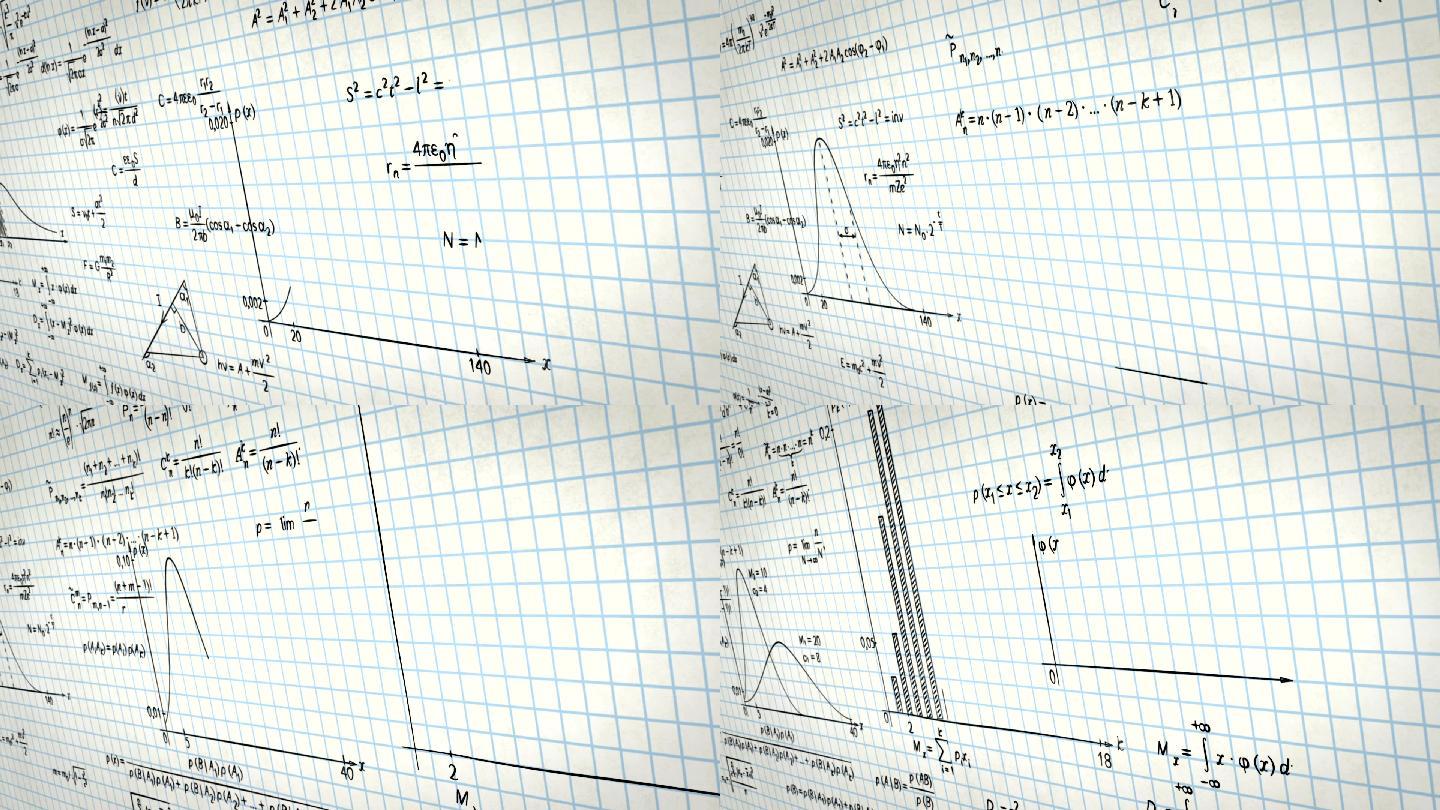 方格纸上的数学物理公式。