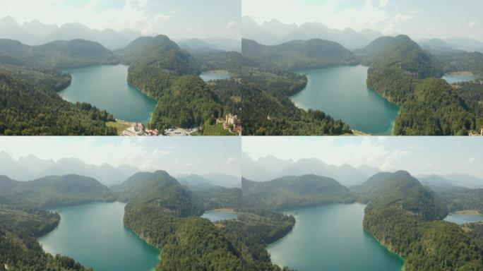 阿尔卑斯湖的航空镜头