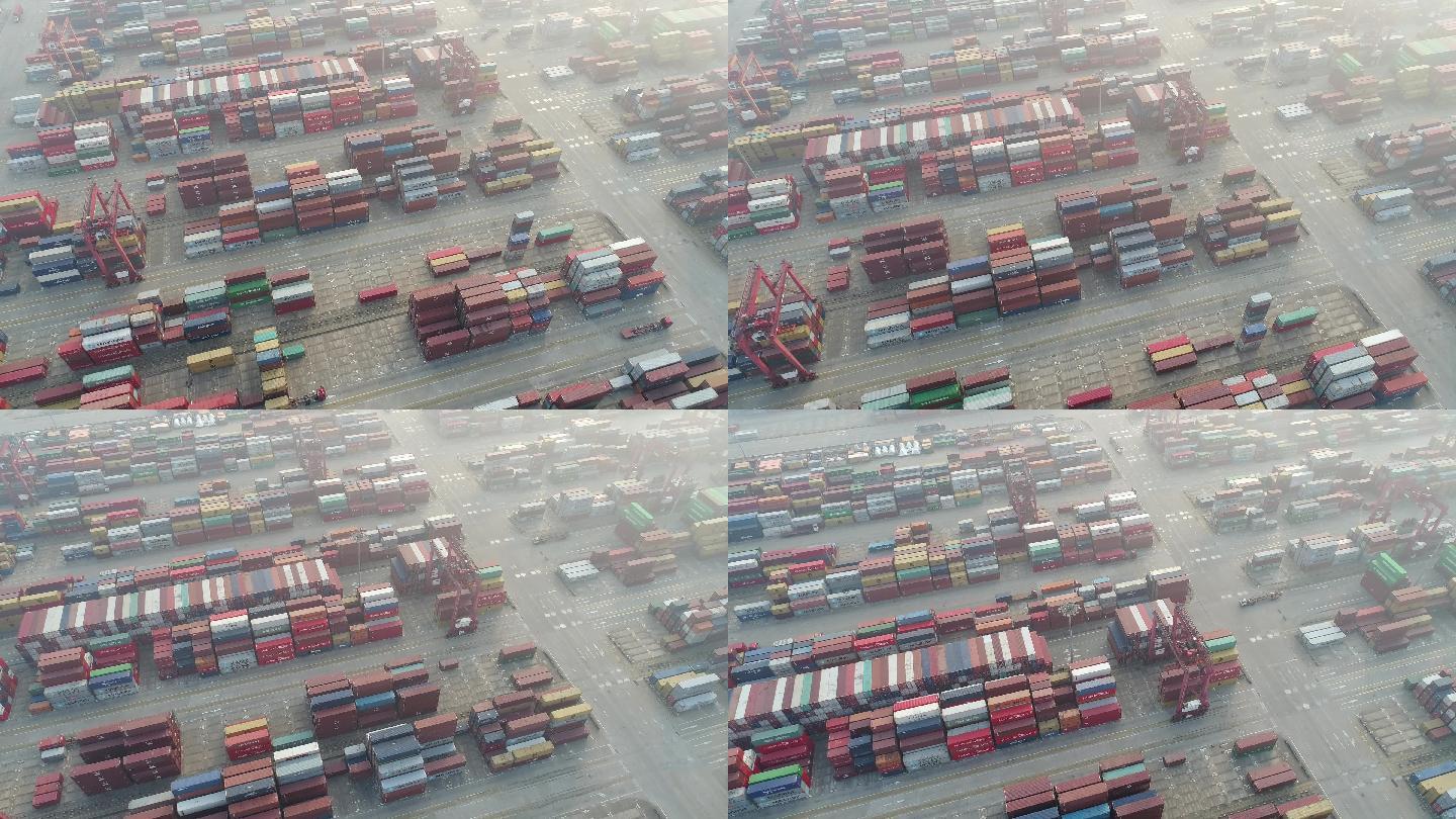上海洋山港货场航拍