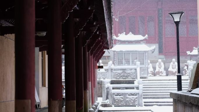 天台华顶讲寺 寺庙雪景240帧拍摄