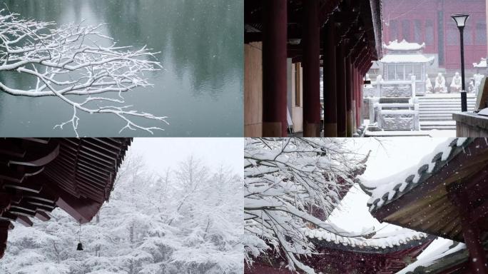 天台华顶讲寺 寺庙雪景240帧拍摄