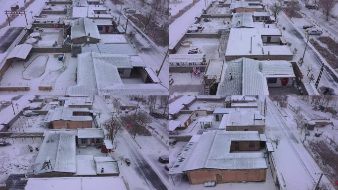 俯拍宅院白雪