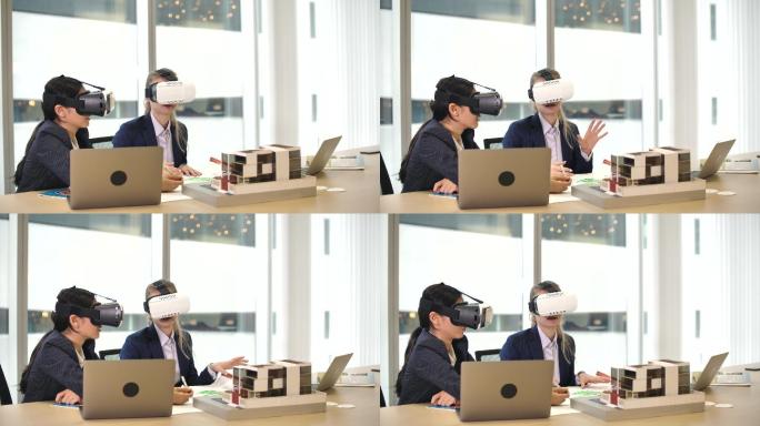 两名建筑师工程师使用虚拟现实眼镜