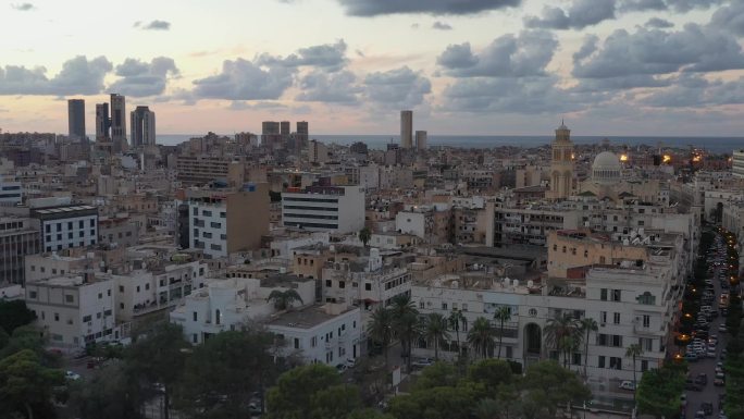 利比亚的黎波里市鸟瞰图。
