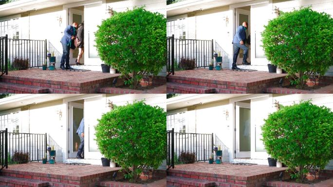 老年夫妇在派对后回家。