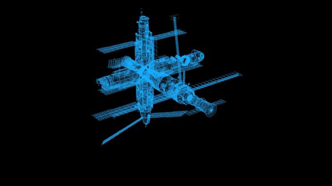 科技蓝色线框太空空间站