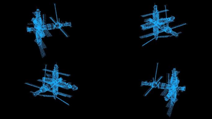 科技蓝色线框太空空间站