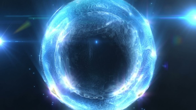 蓝色液体能量球唯美梦幻粒子动感光效流光升
