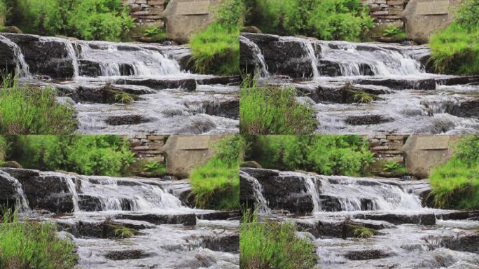 瀑布小溪流水瀑布生态环境