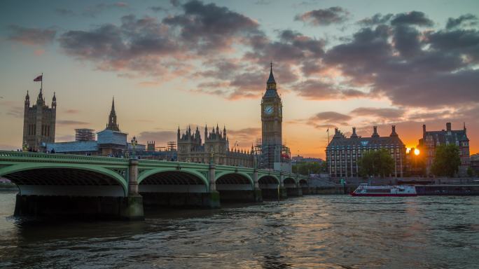 英国伦敦的威斯敏斯特大桥和大本钟
