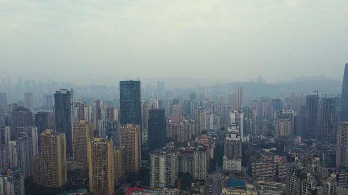 航拍雾都重庆城市高楼群