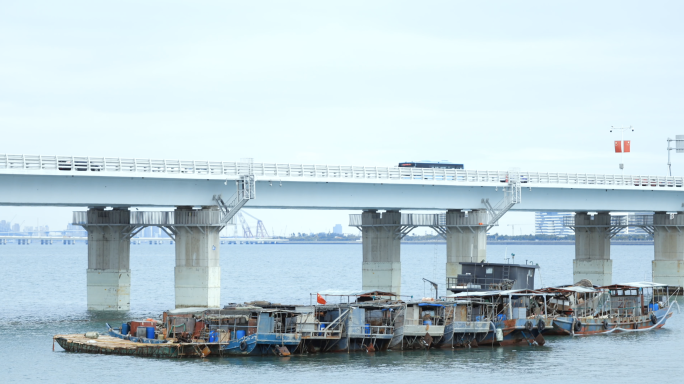 4k 海上桥梁 车辆经过 跨海大桥