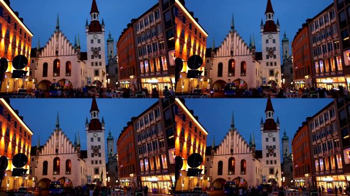 慕尼黑夜景与老市政厅