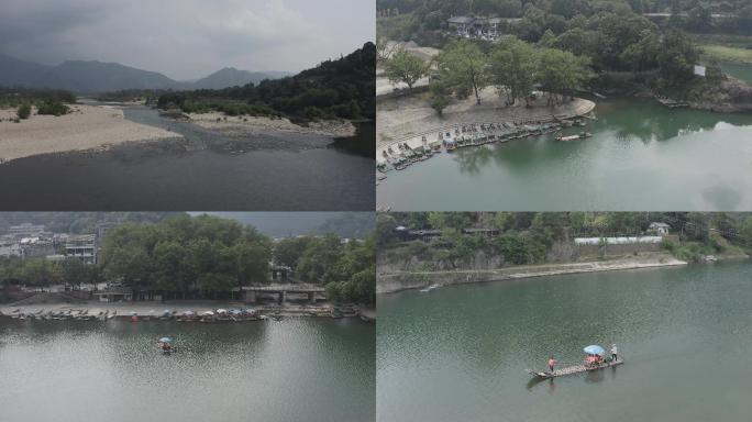 永嘉芙蓉古镇河流空境航拍