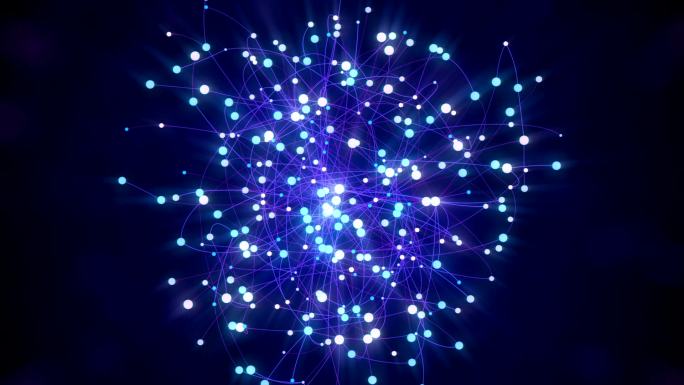 蓝色粒子科技感全息点线全球连线
