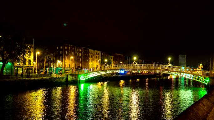 都柏林半便士桥爱尔兰航拍首都风光威灵顿