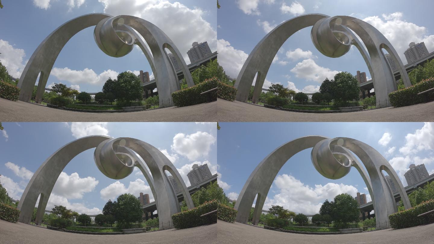 南浦广场公园4k城市雕塑延时摄影