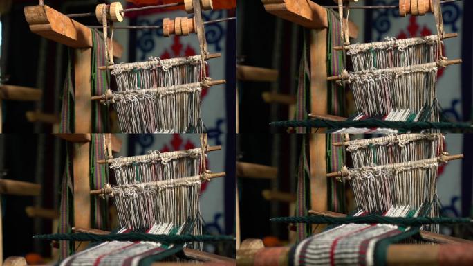老式复古织布机藏族织氆氇机