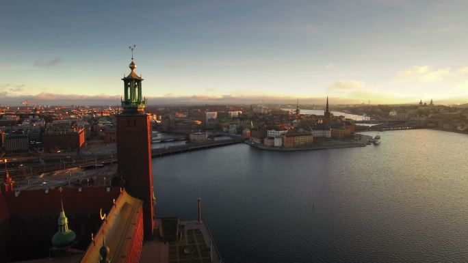 斯德哥尔摩市航拍斯德哥尔摩欧洲国家空镜宣