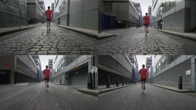 运动员在街道上慢跑