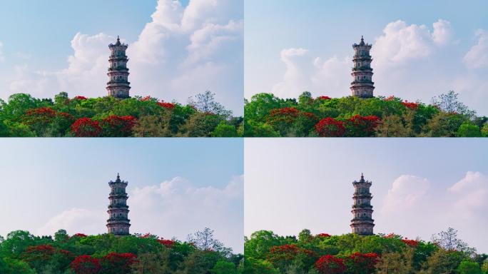 【4K超清】惠州延时西湖泗洲塔蓝天白云