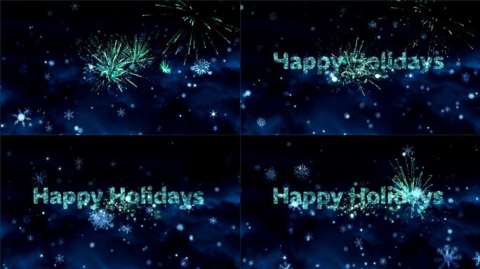 以闪烁的绿色字母制作了“节日快乐”的动画