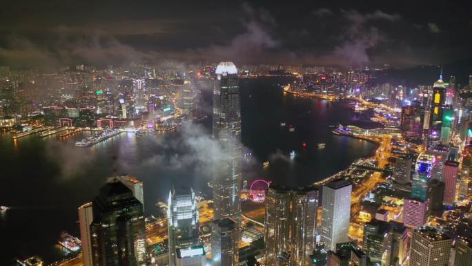香港金融中心香港航拍延时大气镜头国际化香