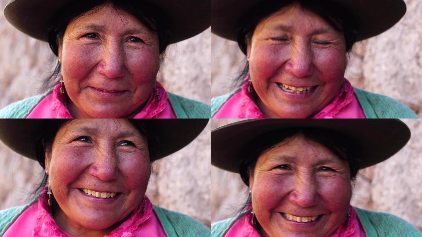 女子微笑少数民族女人面孔高原红