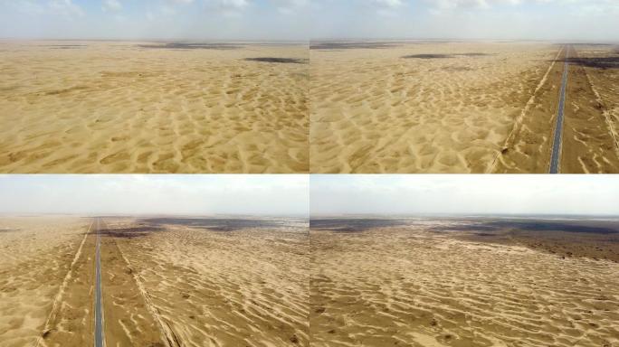 自驾游航拍G315沙漠国道
