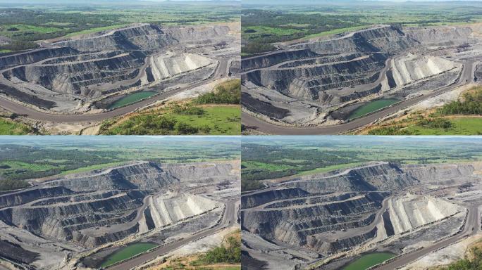 煤矿航拍大景空镜素材矿场
