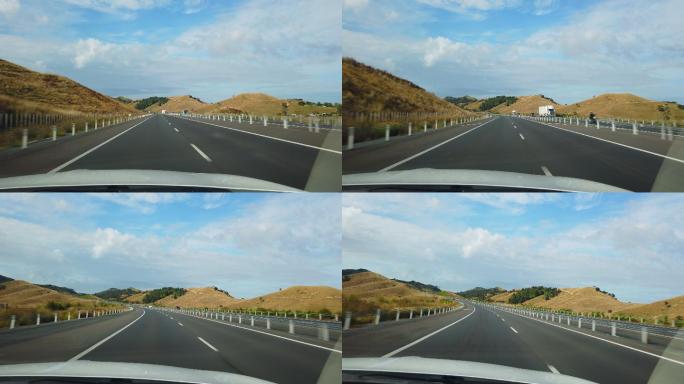 在新西兰公路上开车