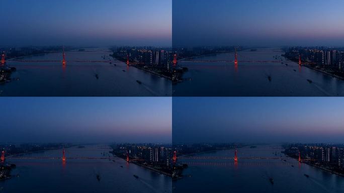 武汉鹦鹉洲长江大桥 夜景延时