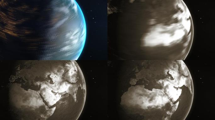 世界时间轴的卫星视图动画