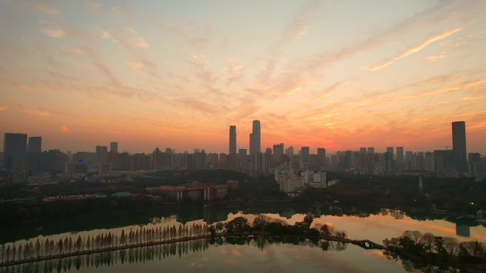 长沙城市夕阳晚霞