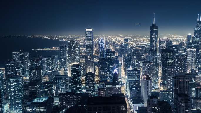 芝加哥夜景城市夜景宣传车流量延时