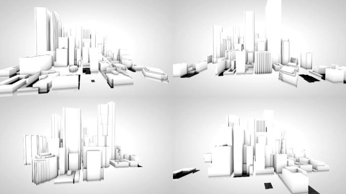 摩天大楼动画3d生长动画城市