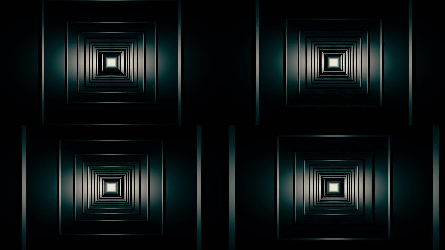 【4K时尚背景】3D隧道穿梭矩形空间幻觉