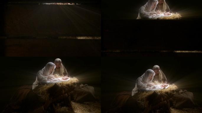 耶稣诞生的场景亲情陪伴金光神话故事